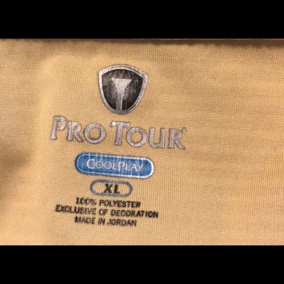 MENS XL Pro Tour Cool Play Polo Shirt Yellow Blue - Picture 4 of 4